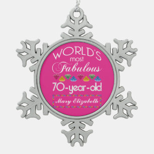 Adorno De Peltre Tipo Copo De Nieve 70.o Cumpleaños la mayoría del rosa colorido