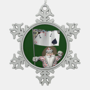 Adorno De Peltre Tipo Copo De Nieve A Santa Claus le encanta jugar al póquer