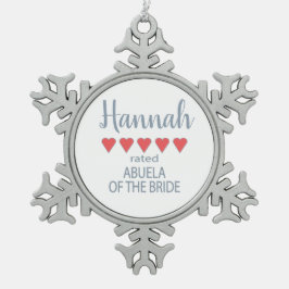 Adorno De Peltre Tipo Copo De Nieve Abuela de la Novia de 5 Corazones para la Novia y 