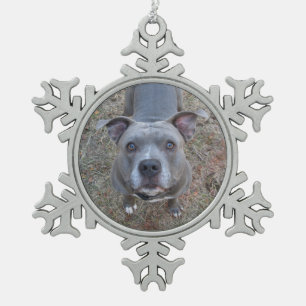 Adorno De Peltre Tipo Copo De Nieve Adorable Ornamento de Navidad Pitbull