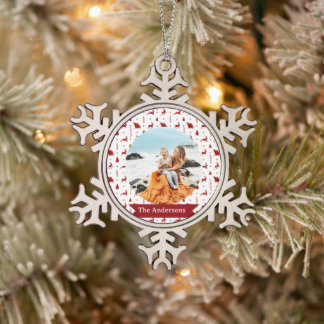 Adorno De Peltre Tipo Copo De Nieve Adorno Clásico de Navidad Reno Rojo para Árbol
