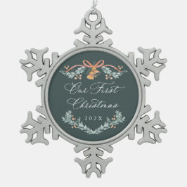 Adorno De Peltre Tipo Copo De Nieve Adorno conmemorativo de nuestra primera Navidad co