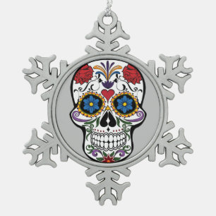 Adorno De Peltre Tipo Copo De Nieve Adorno de azúcar floral de cráneo "Día de Muertos"