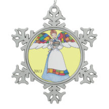 Adorno de copo de nieve (azul) Country Angel