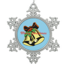 Adorno de copo de nieve de Navidad de peltre con c