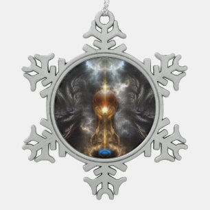 Adorno De Peltre Tipo Copo De Nieve Adorno de copo de nieve de peltre de arte fractal
