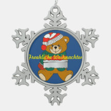 Adorno de copo de nieve de peltre Oso de peluche