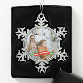 Adorno De Peltre Tipo Copo De Nieve Adorno de Foto Personalizado de Vacaciones Retro -