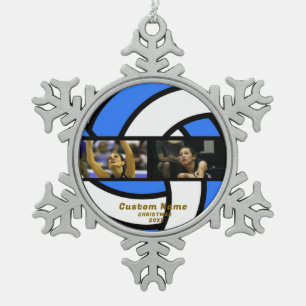 Adorno De Peltre Tipo Copo De Nieve Adorno de Foto Personalizado de Voleibol