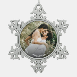 Adorno De Peltre Tipo Copo De Nieve Adorno de Foto Personalizado para Pareja en Vacaci