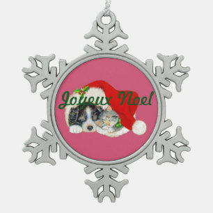 Adorno De Peltre Tipo Copo De Nieve Adorno de Navidad Copo de Nieve Cachorro y Gatito