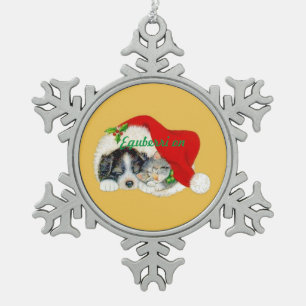 Adorno De Peltre Tipo Copo De Nieve Adorno de Navidad Copo de Nieve Cachorro y Gatito