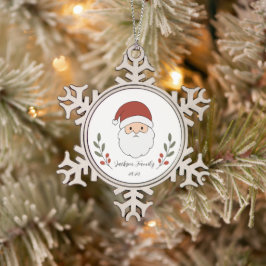Adorno De Peltre Tipo Copo De Nieve Adorno de Navidad de árbol de Santa personalizado