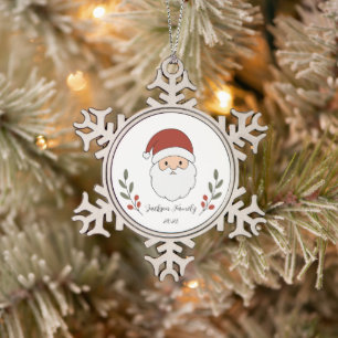 Adorno De Peltre Tipo Copo De Nieve Adorno de Navidad de árbol de Santa personalizado 