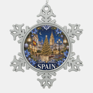 Adorno De Peltre Tipo Copo De Nieve Adorno de Navidad de España Escena de pueblo fes