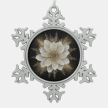 Adorno Floral Blanco y Dorado Elegante
