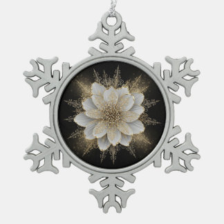 Adorno De Peltre Tipo Copo De Nieve Adorno Floral Blanco y Dorado Elegante