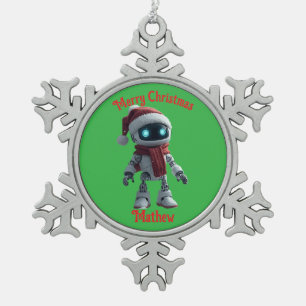 Adorno De Peltre Tipo Copo De Nieve adorno navideño robot lindo copo de nieve enmarcad