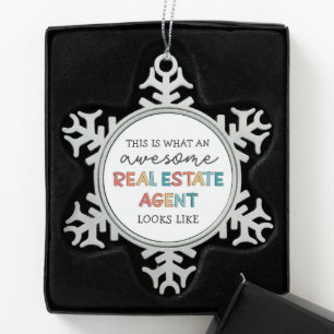 Adorno De Peltre Tipo Copo De Nieve Agente inmobiliario Graciosos regalos sorprendente