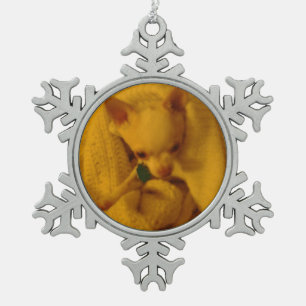 Adorno De Peltre Tipo Copo De Nieve Agradable ornamento de copo de nieve de Chihuahua