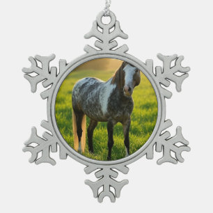 Adorno De Peltre Tipo Copo De Nieve Agregar foto de caballo personalizar