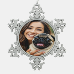 Adorno De Peltre Tipo Copo De Nieve Agregar foto de pug personalizar