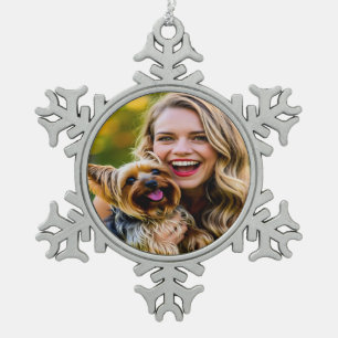 Adorno De Peltre Tipo Copo De Nieve Agregar foto personalizada de Yorkshire Terrier