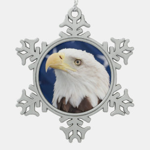 Adorno De Peltre Tipo Copo De Nieve Águila calva con la bandera americana