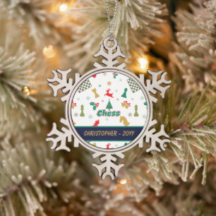 Adorno De Peltre Tipo Copo De Nieve Ajedrez navidad - Trozos, árbol, holly, reno