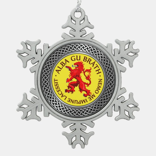 Adorno De Peltre Tipo Copo De Nieve Alba Gu Brath Lion Rampant Knot (Anverso)