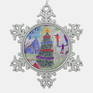 Adorno De Peltre Tipo Copo De Nieve Aldea de los navidades