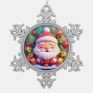 Adorno De Peltre Tipo Copo De Nieve Alegre Papá Noel Rodeado de Navidad Festiva