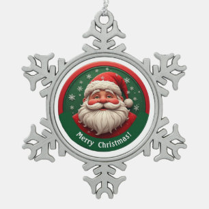 Adorno De Peltre Tipo Copo De Nieve Alegre Santa Claus con Navidad nevada