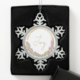 Adorno De Peltre Tipo Copo De Nieve Alegría Navidad Original Acuarela Moderna