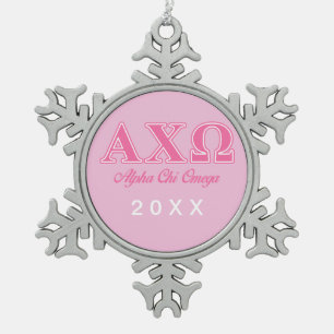 Adorno De Peltre Tipo Copo De Nieve Alphi Chi Omega Letras Rosas