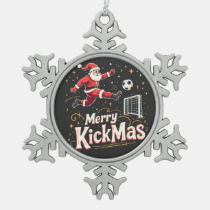 Adorno De Peltre Tipo Copo De Nieve Amantes del fútbol de Papá Noel y Feliz Kickmas