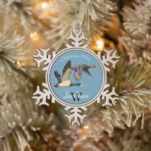 Adorno De Peltre Tipo Copo De Nieve Amantes del Pato Mallard Ornament