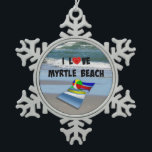 Adorno De Peltre Tipo Copo De Nieve Amo la playa de Myrtle<br><div class="desc">I Love Myrtle Beach,  colorida toalla de playa y bola de playa,  diseño popular</div>