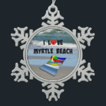 Adorno De Peltre Tipo Copo De Nieve Amo la playa de Myrtle<br><div class="desc">I Love Myrtle Beach,  colorida toalla de playa y bola de playa,  diseño popular</div>