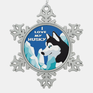 Adorno De Peltre Tipo Copo De Nieve Amo mi husky siberiano
