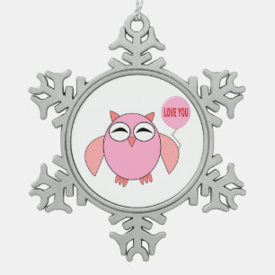 Adorno De Peltre Tipo Copo De Nieve Amo Rosa Cute Ornamento De Búho