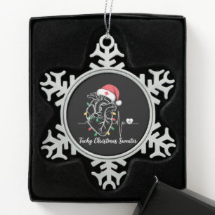 Adorno De Peltre Tipo Copo De Nieve Anatomía del Corazón Navidad Enfermera Cardiaca Ta