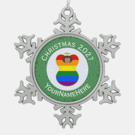 Adorno De Peltre Tipo Copo De Nieve Ángel de piel morena del Orgullo Gay Navidad Bande