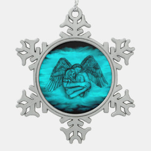 Adorno De Peltre Tipo Copo De Nieve Ángel Eros en el amor, diseño negro y verde