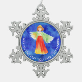 Adorno De Peltre Tipo Copo De Nieve Ángel Guardián Colorido Artístico Bendiciones Acua