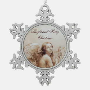 Adorno De Peltre Tipo Copo De Nieve ANGEL JUGANDO A LYRA SOBRE LAS NUBES Brown