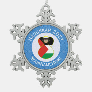 Adorno De Peltre Tipo Copo De Nieve Ángel palestino Bandera de Hanukkah Personalizada