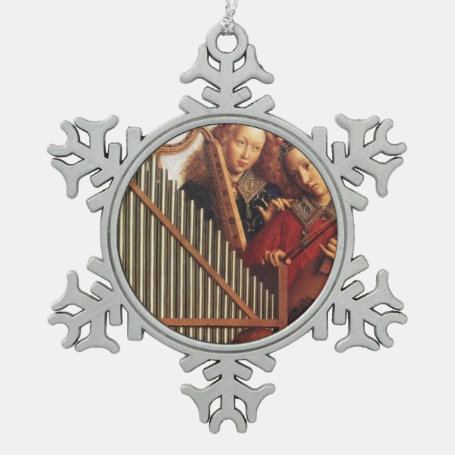 ADORNO DE PELTRE TIPO COPO DE NIEVE ÁNGELES MUSICALES (Anverso)