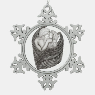 Adorno De Peltre Tipo Copo De Nieve Angels Kissing , diseño en blanco y negro