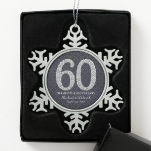 Adorno De Peltre Tipo Copo De Nieve Aniversario de bodas de diamante 60 años